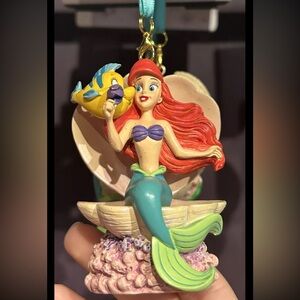 Disney Parks Princess Little Mermaid Ariel Ornament NWT NEW 2024 Flounder Shell